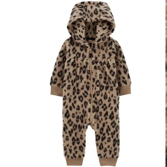Carter’s Baby Leopard Sherpa Jumpsuit - Picture 2 of 5